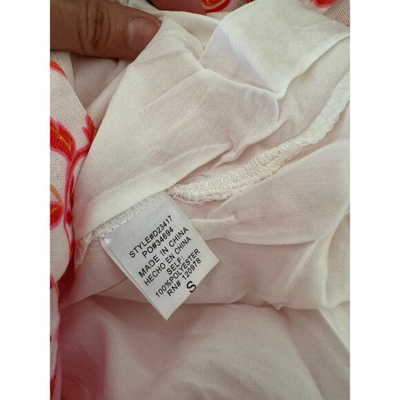 NWT White Orange Paisley Button Front Mini Dress Small - Picture 8 of 8